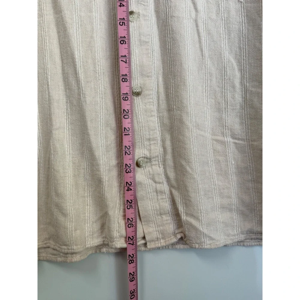 Banana Republic Mens Linen Blend Stripe Short Sleeve Shirt Beige Large Standard